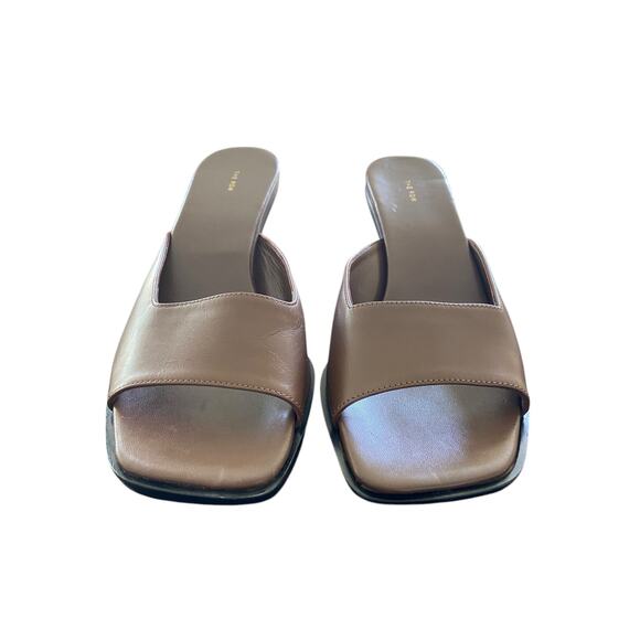 The Row Lauren Mule Sandals Leather Heeled Square Toe MISMATCHED Sizing 8 / 7.5 - Picture 5 of 11